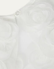 3D Roses Trim Tulle Cover Up, Ivory (IVORY), large