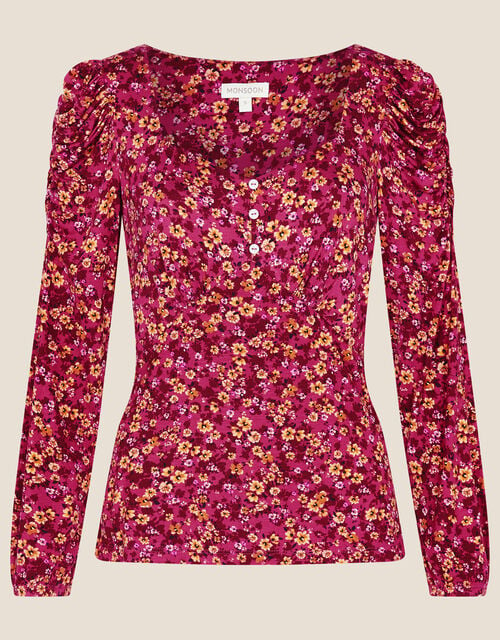 Dee Dee Ditsy Floral Top, Red (RED), large