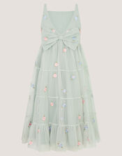 Luna Floral Embroidered Mesh Party Dress, Green (SAGE), large