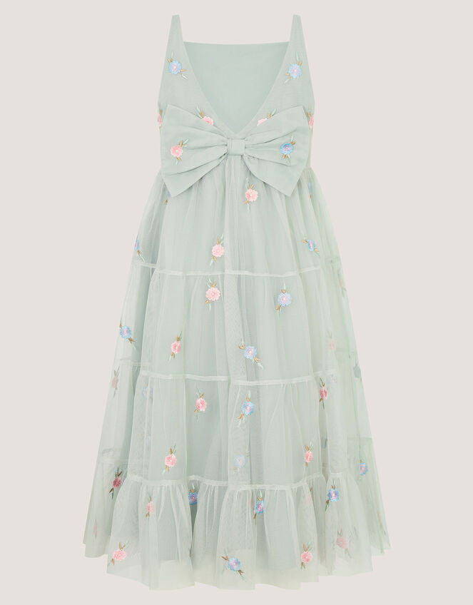 Luna Floral Embroidered Mesh Party Dress, Green (SAGE), large