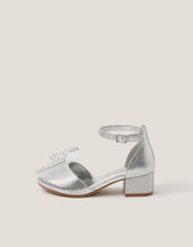 Diamant&eacute; Bow Metallic Two-Part Heels, Silver (SILVER), large