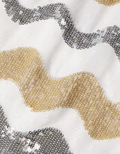 Disco Sequin Wave Dress, White (WHITE), large