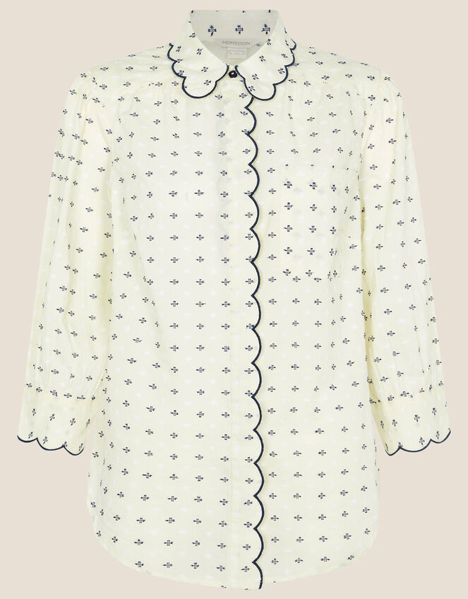 Trinity Scallop Edge Dobby Shirt , Cream (CREAM), large