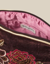 Floral Embroidered Velvet Make Up Bag, , large