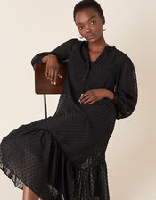 Dobby Devore Midi Dress, Black (BLACK), large