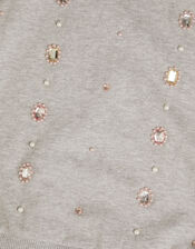 Beaded Tulle Trim Sweatshirt, Grey (GREY), large
