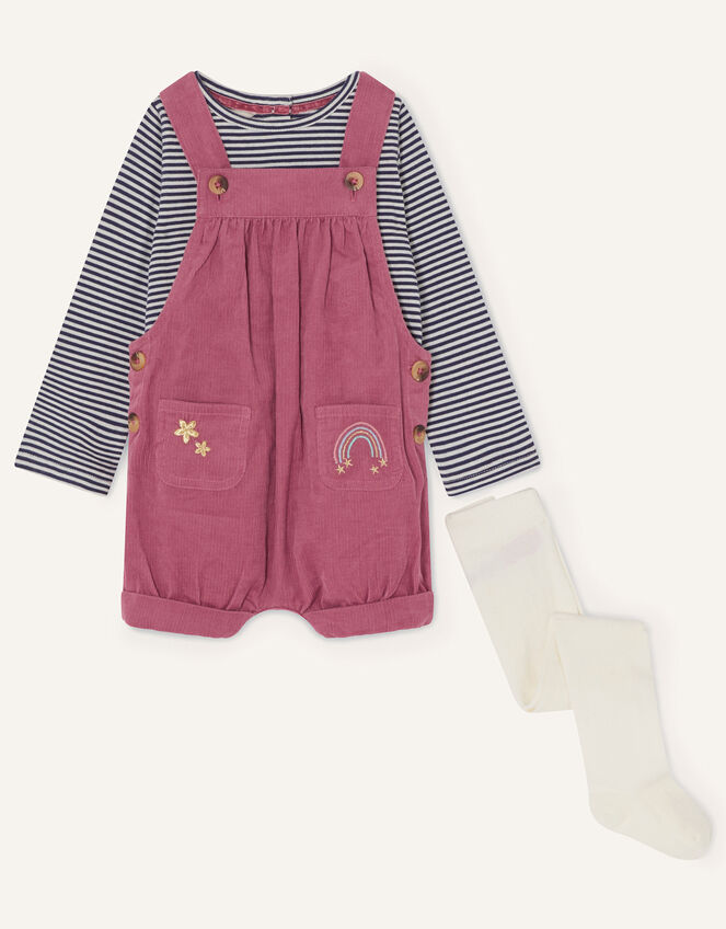 Baby Cord Embroidered Romper Set, Pink (PINK), large