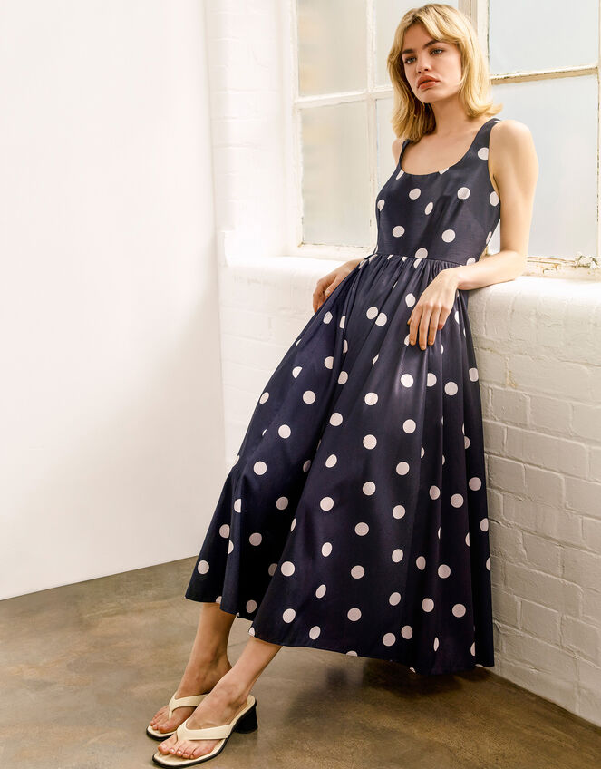Sicily Fit and Flare Midi Dress, Black (BLACK), large