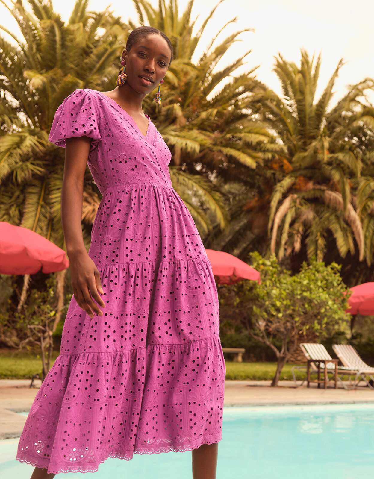 Fabiola Broderie Dress Purple Evening Dresses Monsoon UK
