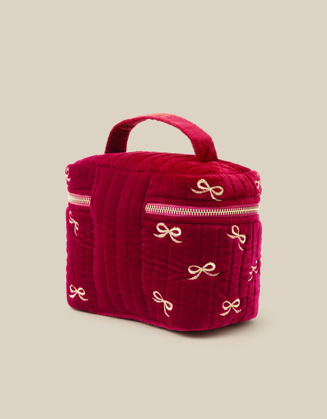 Bow Quilted Velvet Vanity Case, , large