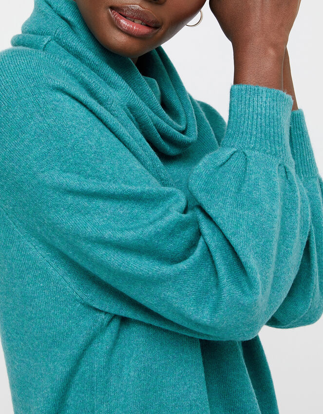 Mika Cowl Neck Knit Jumper, Green (GREEN), large