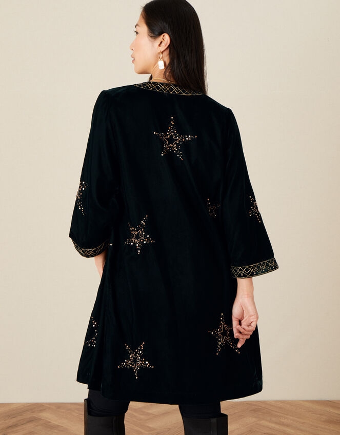 Peggy Velvet Star Kimono, Green (DARK GREEN), large