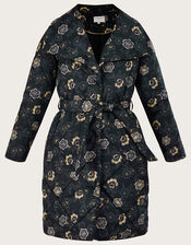 Piper Printed Padded Shawl Coat, Black (BLACK), large