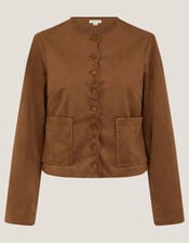Isla Faux Suede Jacket, Brown (BROWN), large