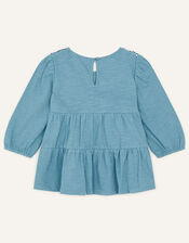 Sequin Panel Tiered Top, Teal (TEAL), large