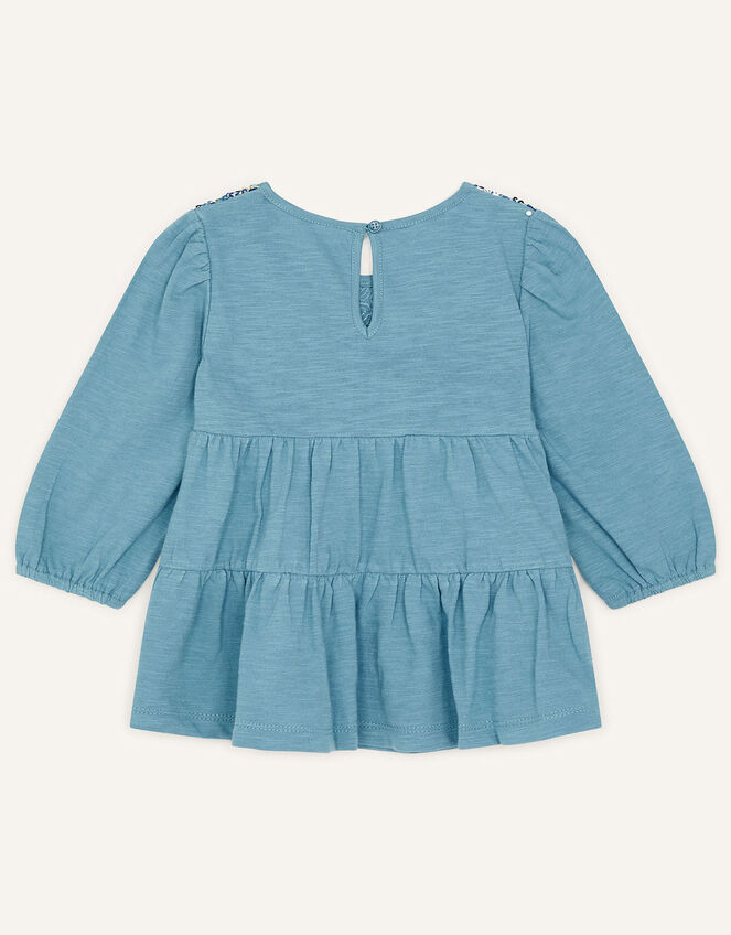 Sequin Panel Tiered Top, Teal (TEAL), large