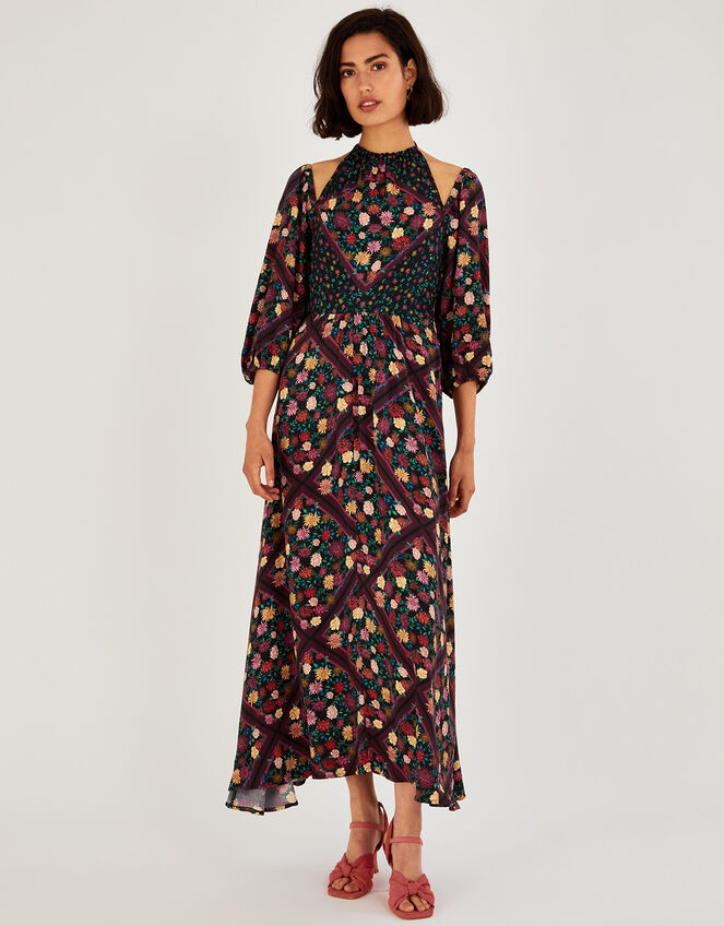 Sanvi Print Midi Dress in Sustainable Viscose, Blue (NAVY), large