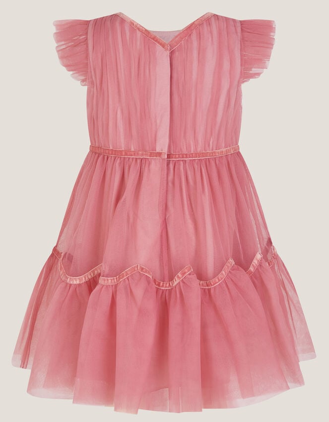 Charlize Flutter Sleeve Tulle Dress, Pink (DUSKY PINK), large