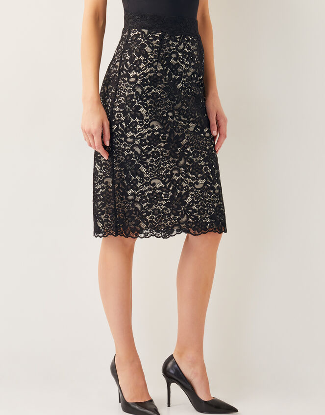 Ria Lace Pencil Skirt , Black (BLACK), large