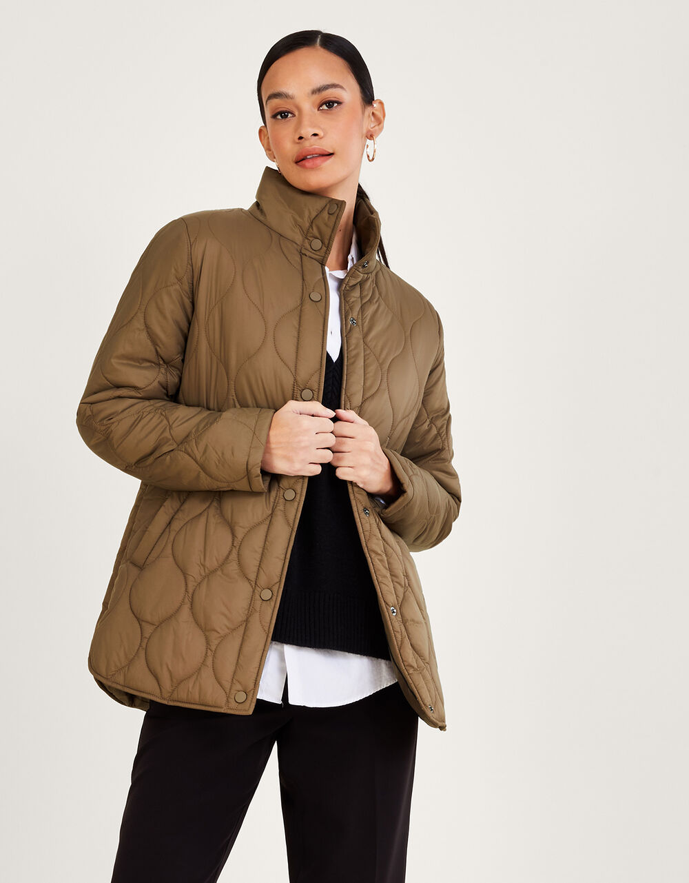 Orla Onion Padded Coat Brown Women's Coats Monsoon UK.