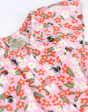 Frugi Floral Print Playsuit, Pink (PINK), large
