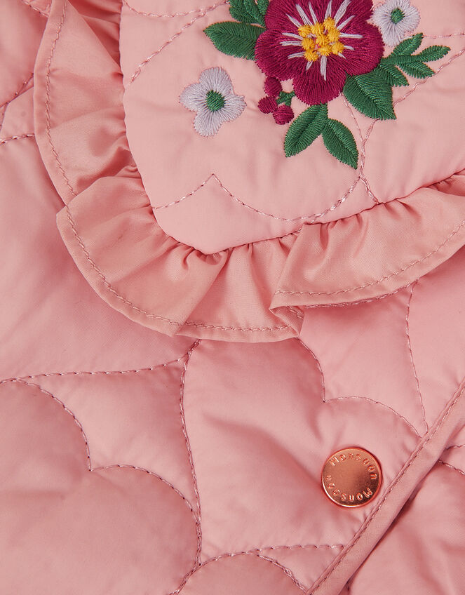 Baby Embroidered Heart Quilted Coat, Pink (PINK), large