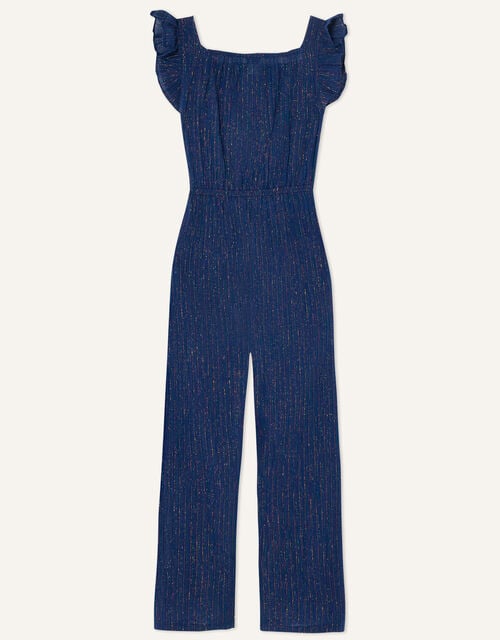 Metallic Stripe Jumpsuit, Blue (NAVY), large