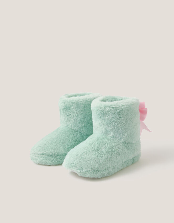 Pink Boot Slippers Fluffy Bow Slipper Boots Pink | Girls' Slippers | Monsoon UK.