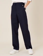 Smart Regular Length Trousers in Linen Blend, Blue (NAVY), large