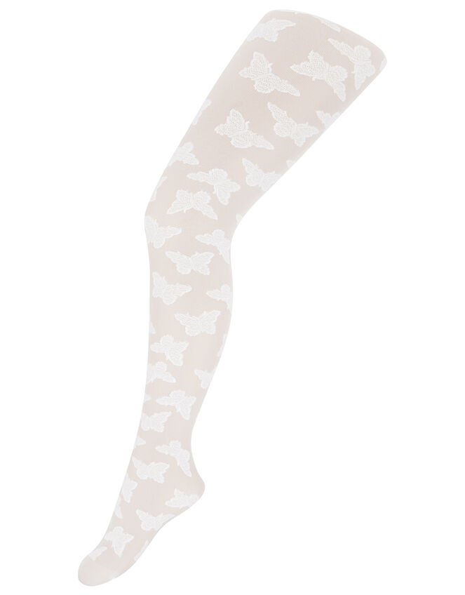 Girl Butterfly Bridal Tights, White (WHITE), large