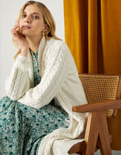 Fran Longline Cable Stitch Cardigan, Ivory (IVORY), large