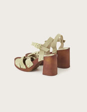 Suede Clog Heeled Sandals, Natural (STONE), large