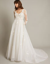 Lucy Embroidered Floral Maxi Wedding Dress, Ivory (IVORY), large