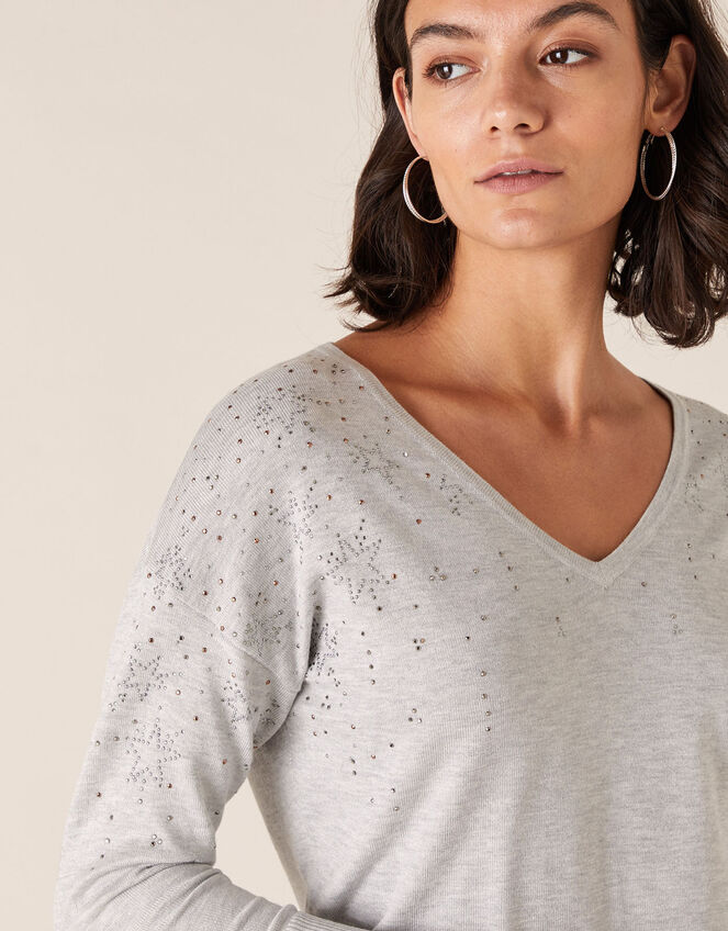 Star Heat-Seal Gem Jumper with LENZING™ ECOVERO™, Grey (GREY MARL), large