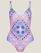 Mabel Shell Print Swimsuit, Blue (BLUE), large