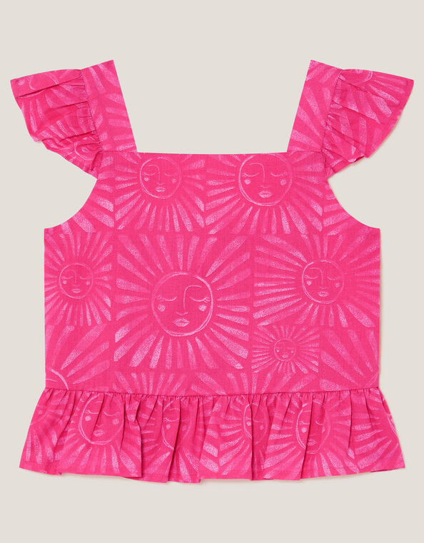 Sun Print Frilly Top, Pink (PINK), large