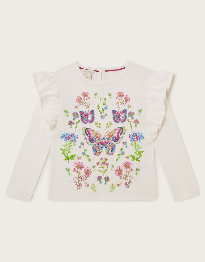 Butterfly Long Sleeve Top, Ivory (IVORY), large
