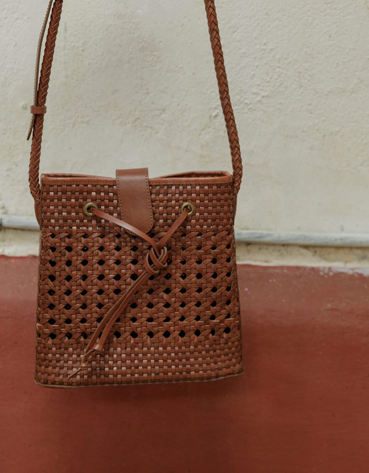 Woven Leather Cross Body Bag