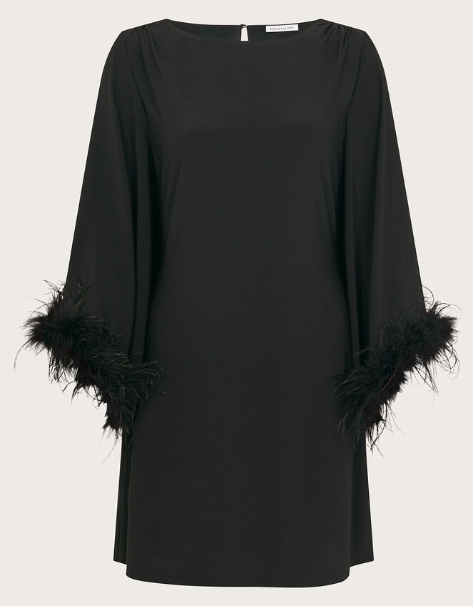 Fi Feather Tunic Dress, Black (BLACK), large