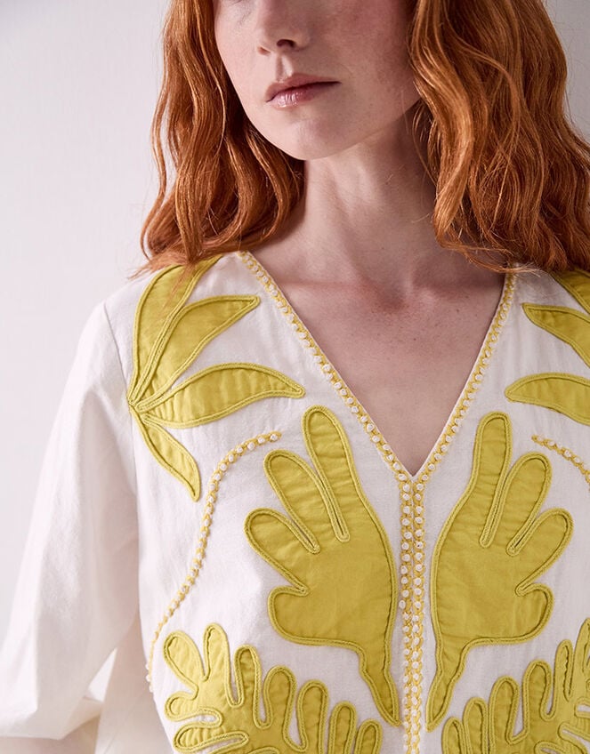East Mella Hand-Appliqu&eacute; Cotton Top, White (WHITE), large