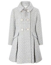 Sparkle Tweed Skirted Coat, Blue (BLUE), large