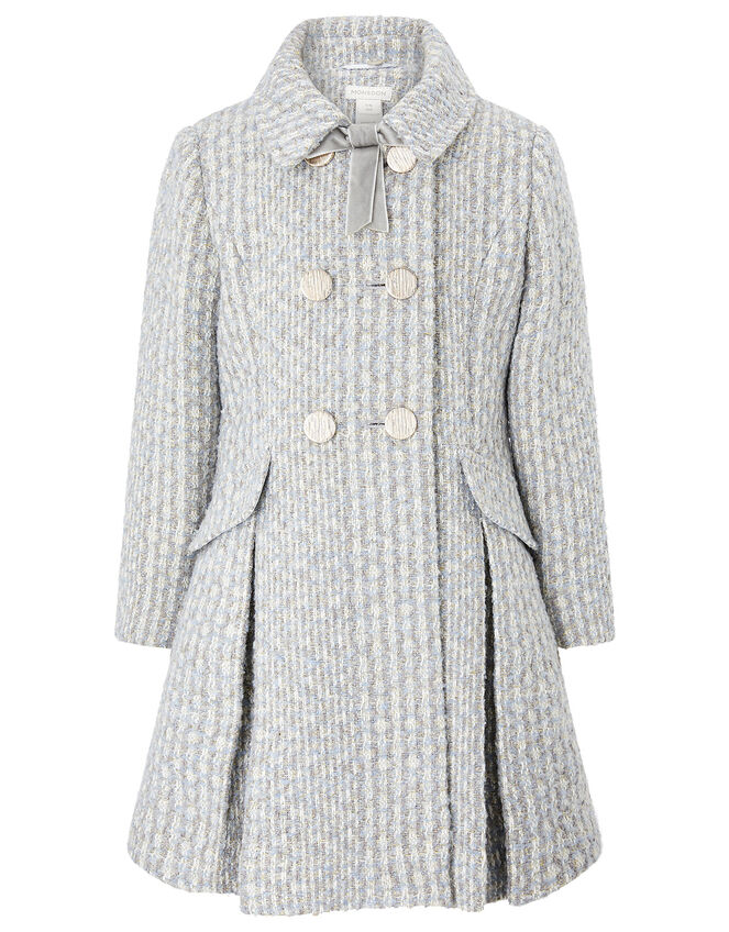Sparkle Tweed Skirted Coat, Blue (BLUE), large