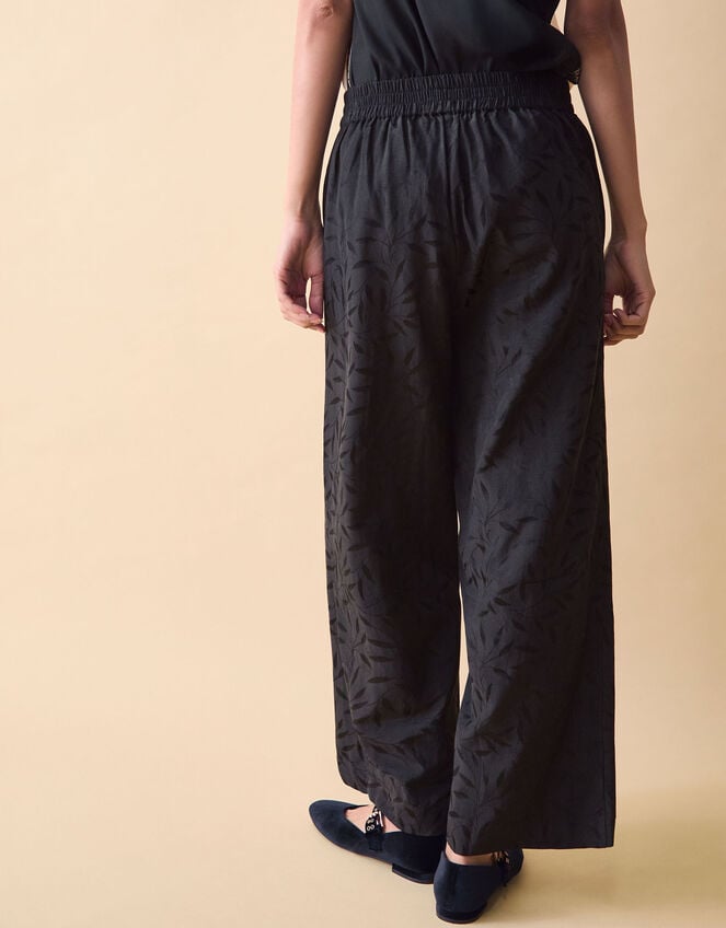 Clemence Gianna Jacquard Wide Leg Trousers, Black (BLACK), large