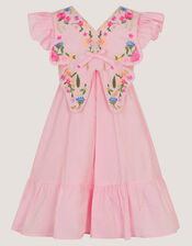 Embroidered Butterfly Bodice Dress, Pink (PINK), large