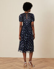 Hele Floral Embroidered Midi Dress, Blue (NAVY), large
