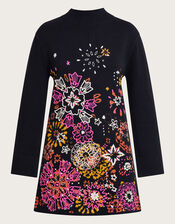 Eve Embroidered Dress, Black (BLACK), large