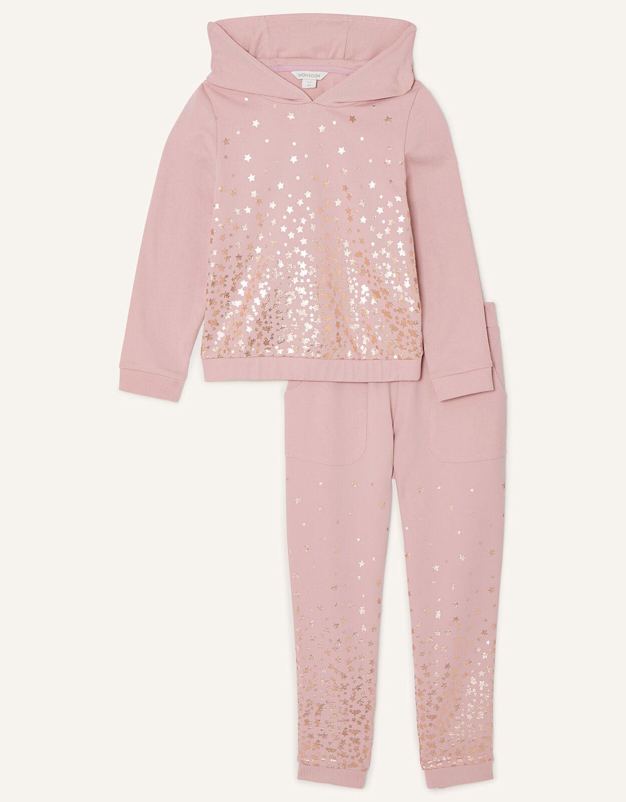 Foil Star Hoody and Joggers Set Nude