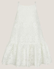 Harper Lace Daisy Bow Dress, White (WHITE), large