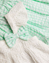 Baby Broderie Gingham Set, Green (MINT), large