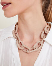 Large Raffia Chain Link Necklace, , large
